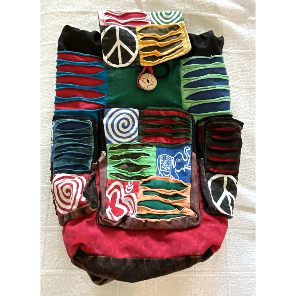 Rima Beachworld Hippie Fabric Boho‎ Backpack Patchwork 16x13x6"